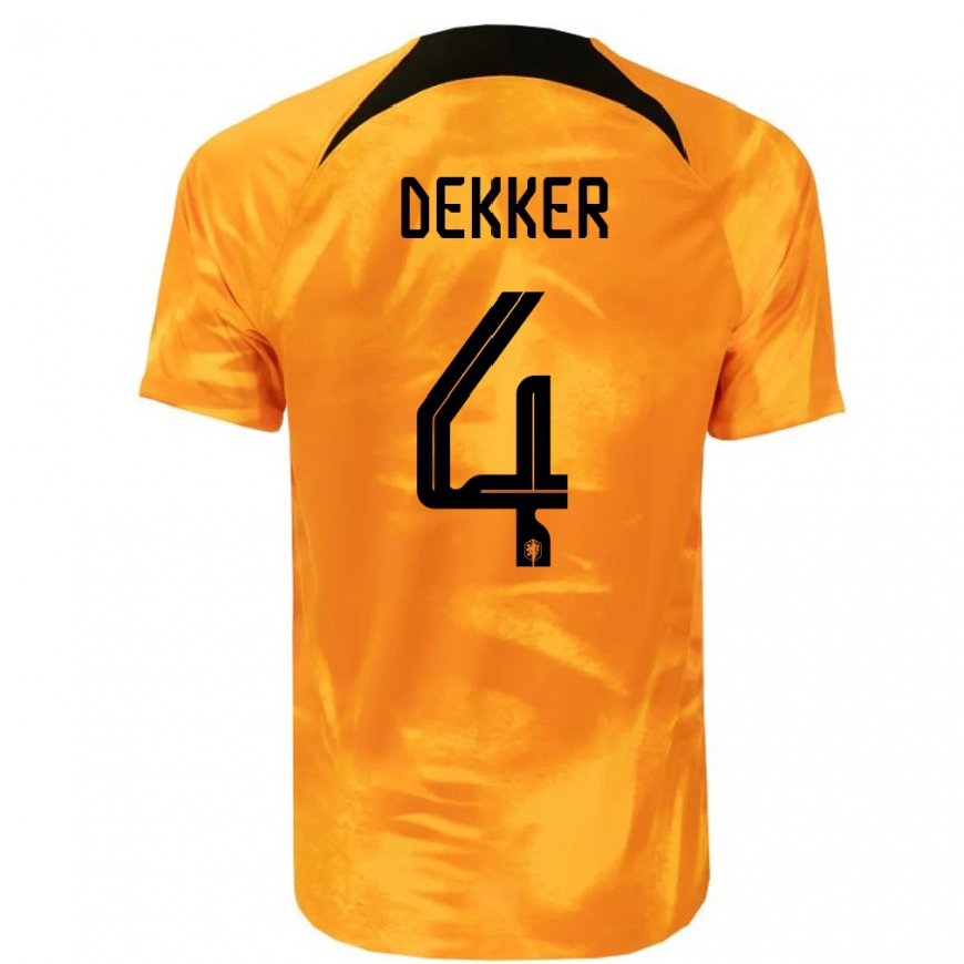 Kandiny Damen Niederländische Maxim Dekker #4 Laser-orange Heimtrikot Trikot 22-24 T-shirt