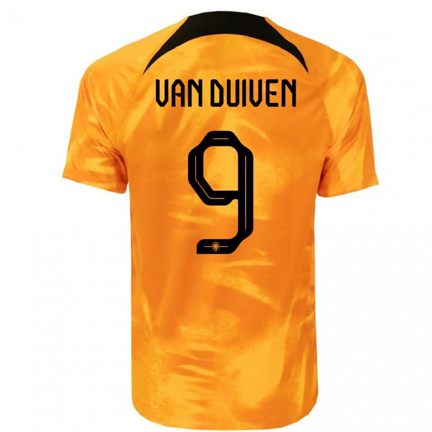 Kandiny Damen Niederländische Jason Van Duiven #9 Laser-orange Heimtrikot Trikot 22-24 T-shirt