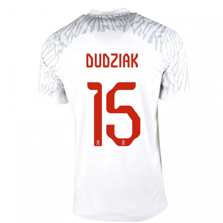 Kandiny Damen Polnische Aleksandra Dudziak #15 Weiß Heimtrikot Trikot 22-24 T-shirt