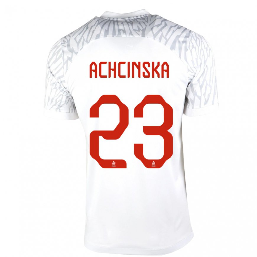 Kandiny Damen Polnische Adriana Achcinska #23 Weiß Heimtrikot Trikot 22-24 T-shirt