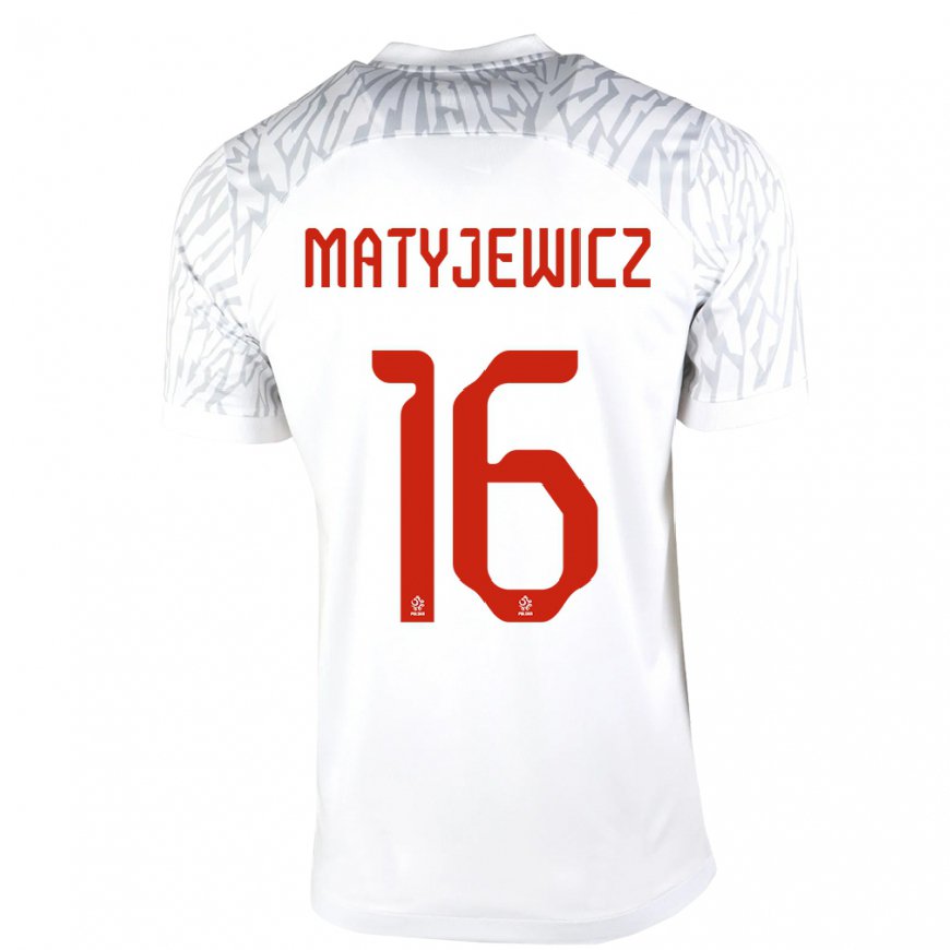 Kandiny Damen Polnische Wiktor Matyjewicz #16 Weiß Heimtrikot Trikot 22-24 T-shirt