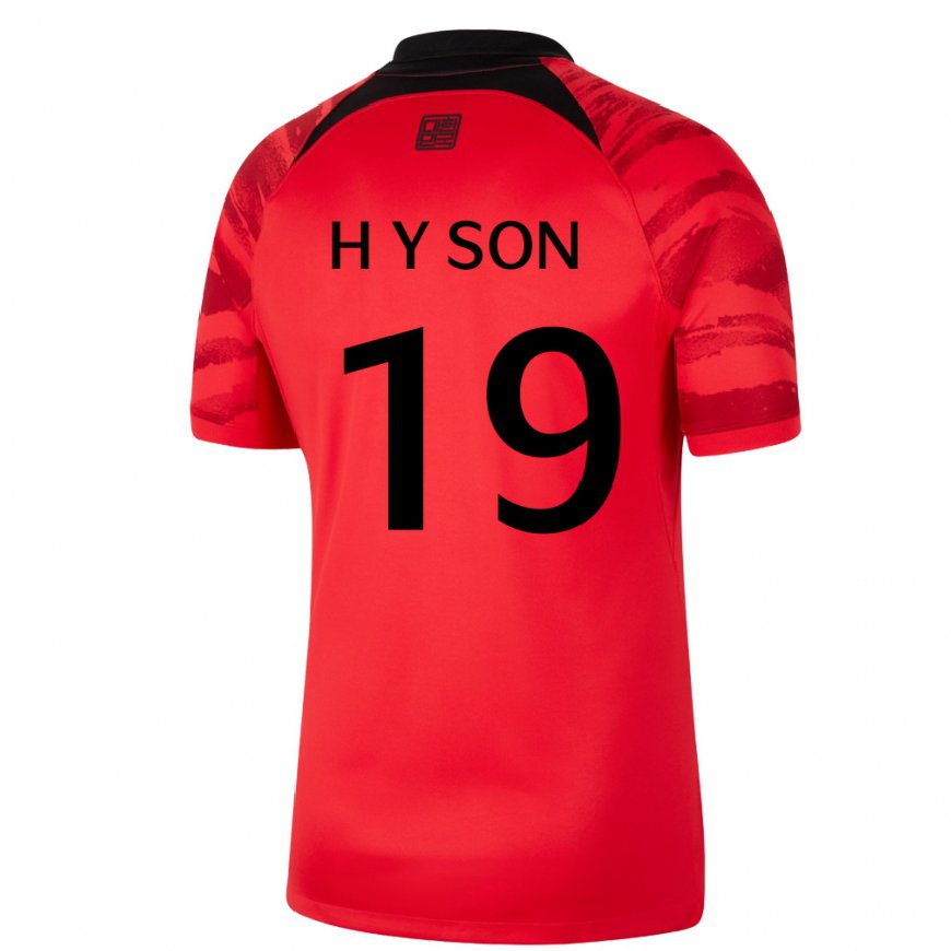 Kandiny Damen Südkoreanische Son Hwa Yeon #19 Rot Schwarz Heimtrikot Trikot 22-24 T-shirt