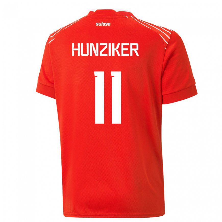 Kandiny Damen Schweizer Andrin Hunziker #11 Rot Heimtrikot Trikot 22-24 T-shirt