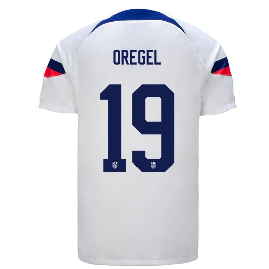 Kandiny Damen Us-amerikanische Sergio Oregel #19 Weiß Heimtrikot Trikot 22-24 T-shirt