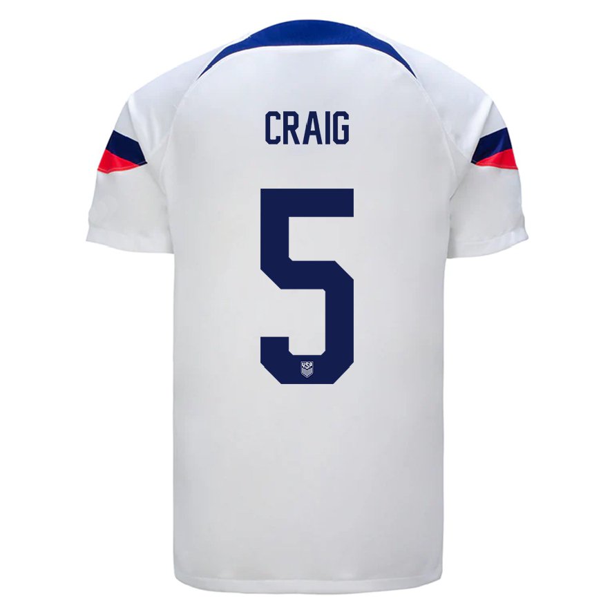 Kandiny Damen Us-amerikanische Brandan Craig #5 Weiß Heimtrikot Trikot 22-24 T-shirt