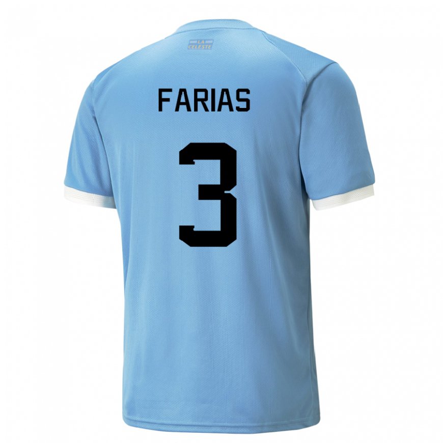 Kandiny Damen Uruguayische Daiana Farias #3 Blau Heimtrikot Trikot 22-24 T-shirt
