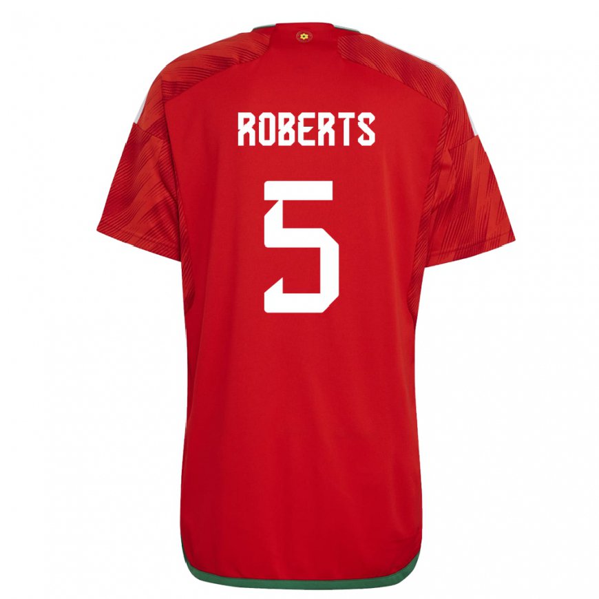 Kandiny Damen Walisische Rhiannon Roberts #5 Rot Heimtrikot Trikot 22-24 T-shirt