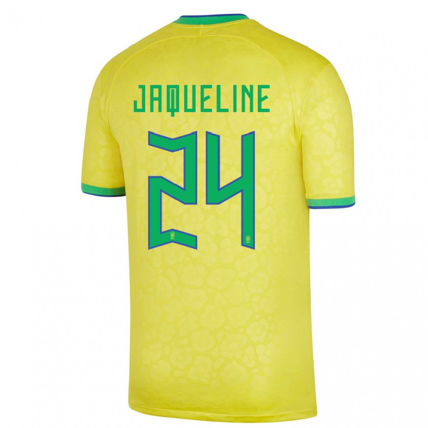 Kandiny Damen Brasilianische Jaqueline #24 Gelb Heimtrikot Trikot 22-24 T-shirt