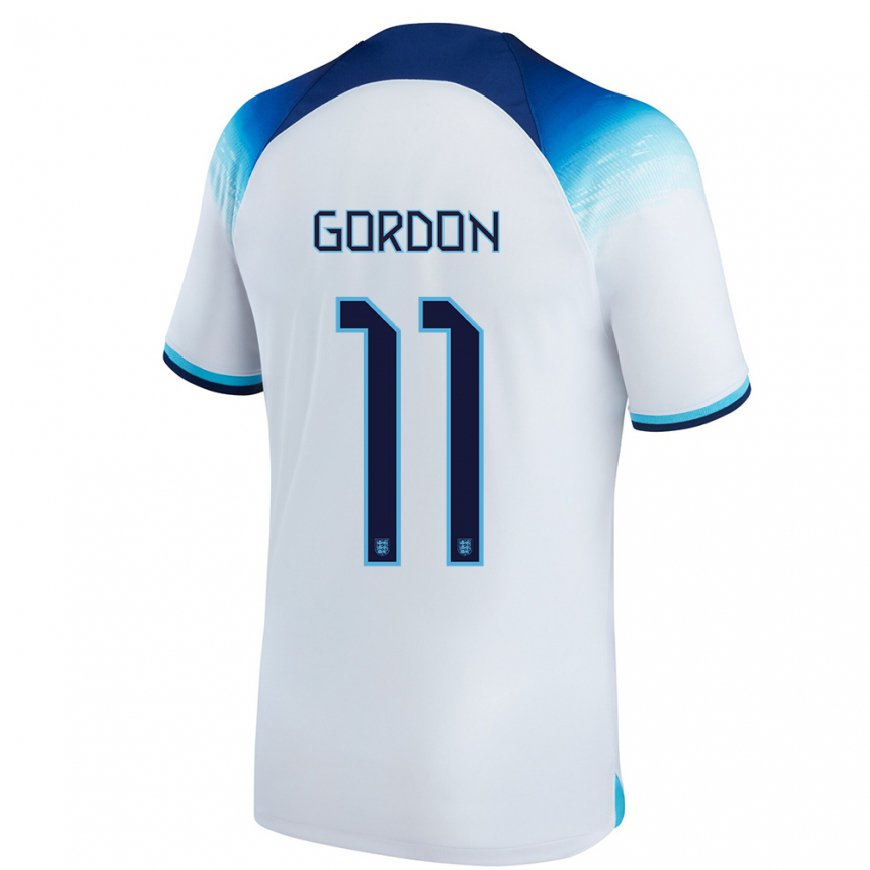 Kandiny Damen Englische Anthony Gordon #11 Weiß Blau Heimtrikot Trikot 22-24 T-shirt