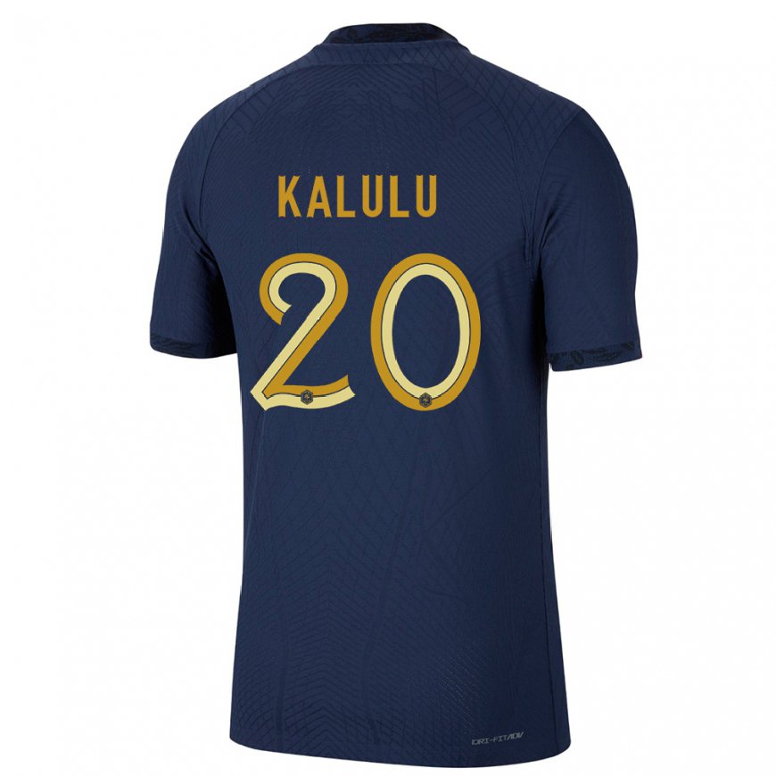 Kandiny Damen Französische Pierre Kalulu #20 Marineblau Heimtrikot Trikot 22-24 T-shirt
