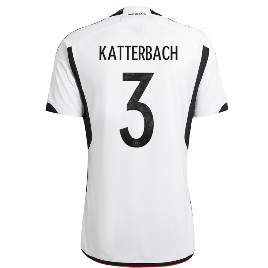 Kandiny Damen Deutsche Noah Katterbach #3 Weiß Schwarz Heimtrikot Trikot 22-24 T-shirt
