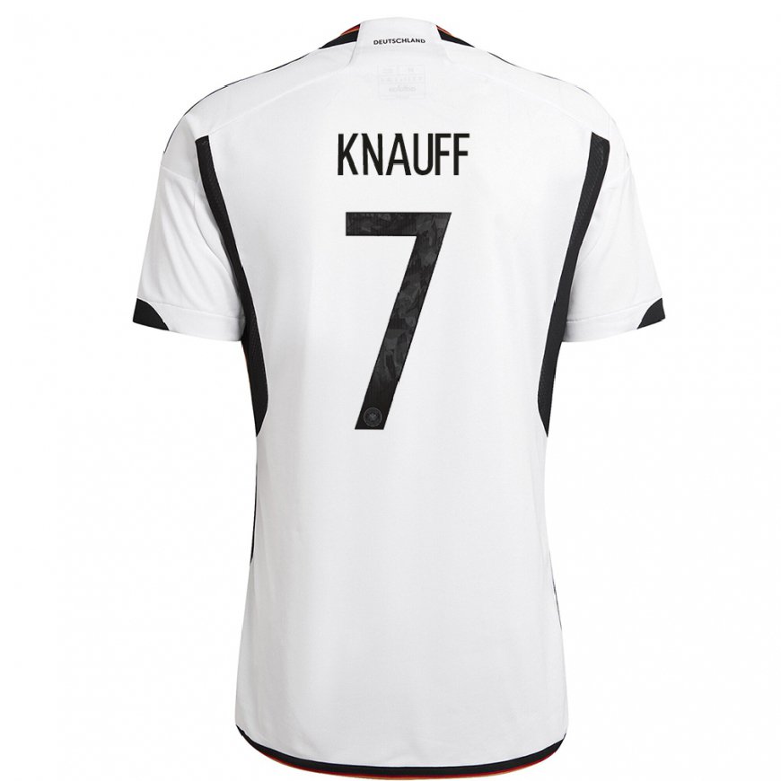 Kandiny Damen Deutsche Ansgar Knauff #7 Weiß Schwarz Heimtrikot Trikot 22-24 T-shirt