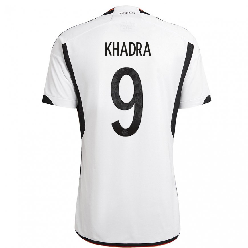 Kandiny Damen Deutsche Reda Khadra #9 Weiß Schwarz Heimtrikot Trikot 22-24 T-shirt