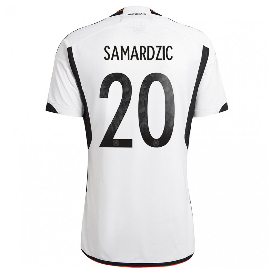 Kandiny Damen Deutsche Lazar Samardzic #20 Weiß Schwarz Heimtrikot Trikot 22-24 T-shirt