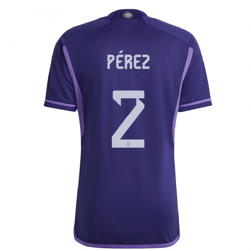Kandiny Damen Argentinische Nehuen Perez #2 Violett Auswärtstrikot Trikot 22-24 T-shirt