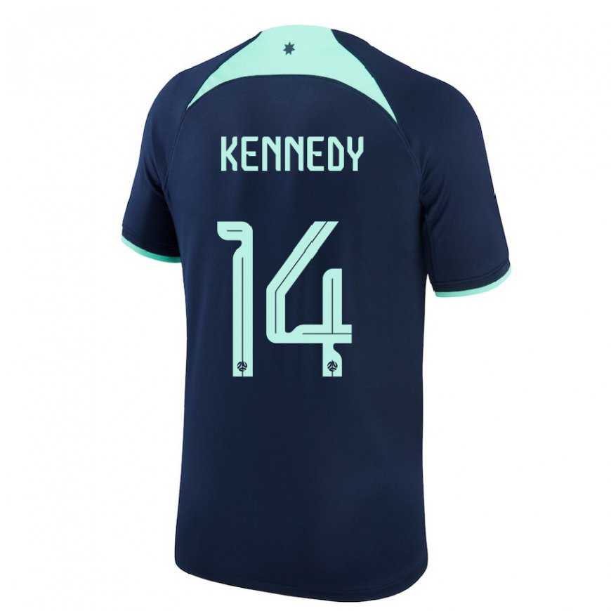 Kandiny Damen Australische Alanna Kennedy #14 Dunkelblau Auswärtstrikot Trikot 22-24 T-shirt