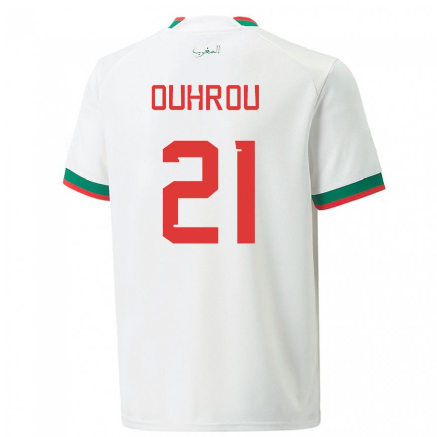 Kandiny Damen Marokkanische Marouane Ouhrou #21 Weiß Auswärtstrikot Trikot 22-24 T-shirt