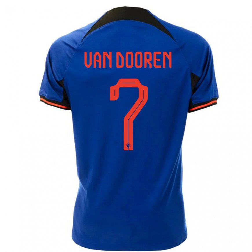 Kandiny Damen Niederländische Kayleigh Van Dooren #7 Königsblau Auswärtstrikot Trikot 22-24 T-shirt