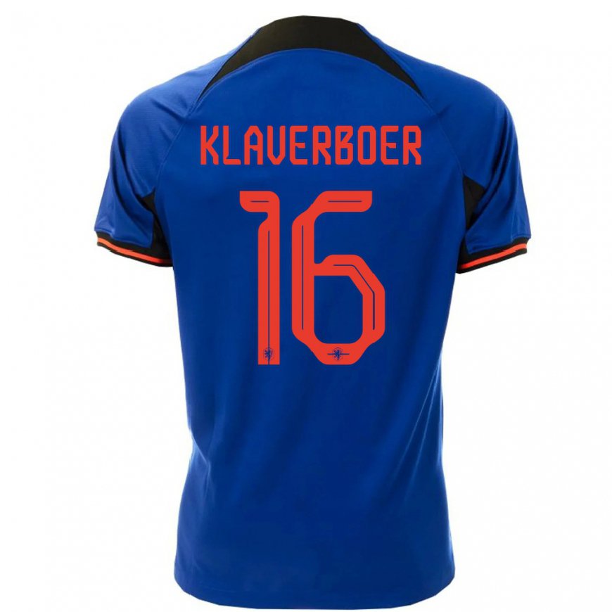 Kandiny Damen Niederländische Bernt Klaverboer #16 Königsblau Auswärtstrikot Trikot 22-24 T-shirt