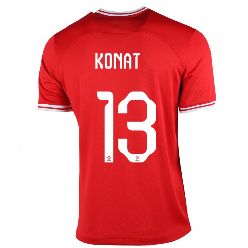 Kandiny Damen Polnische Katarzyna Konat #13 Rot Auswärtstrikot Trikot 22-24 T-shirt