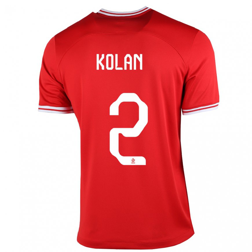 Kandiny Damen Polnische Jakub Kolan #2 Rot Auswärtstrikot Trikot 22-24 T-shirt