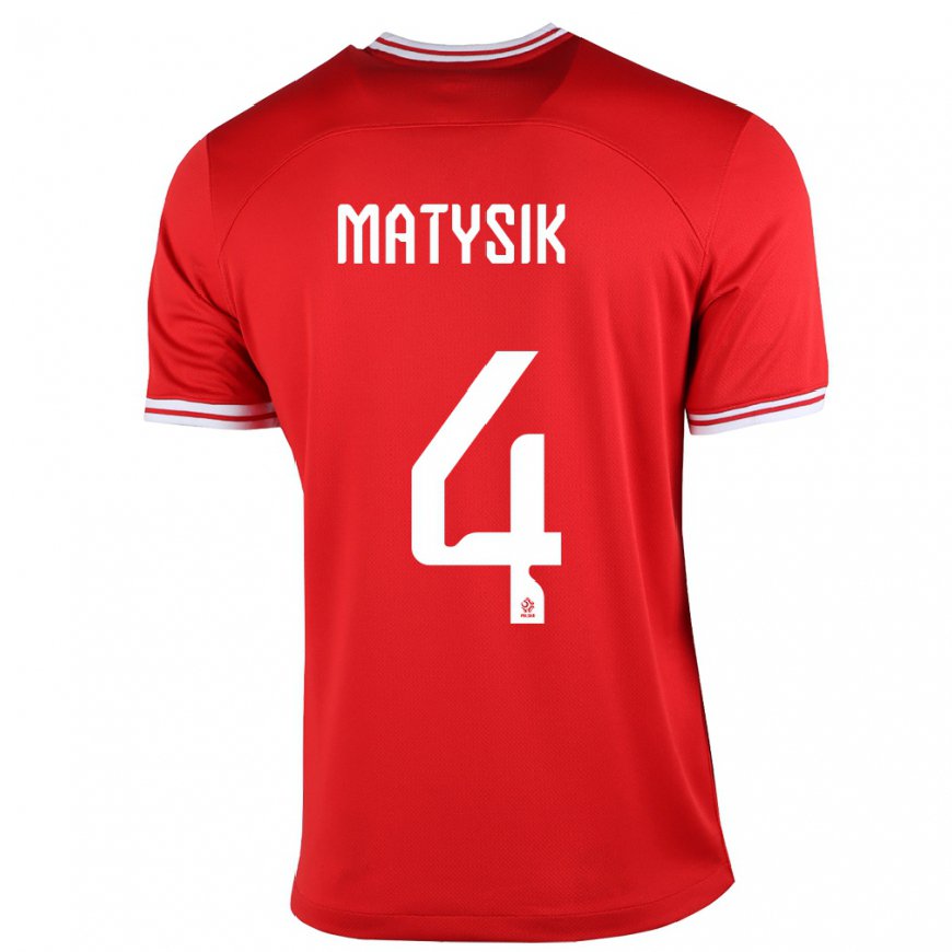 Kandiny Damen Polnische Milosz Matysik #4 Rot Auswärtstrikot Trikot 22-24 T-shirt