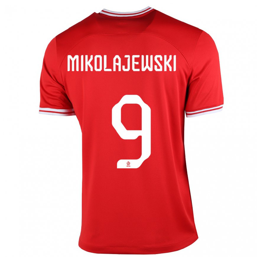 Kandiny Damen Polnische Daniel Mikolajewski #9 Rot Auswärtstrikot Trikot 22-24 T-shirt