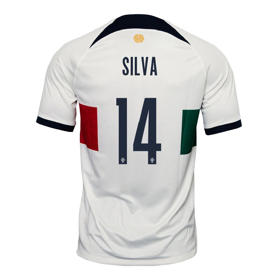 Kandiny Damen Portugiesische Dolores Silva #14 Weiß Auswärtstrikot Trikot 22-24 T-shirt