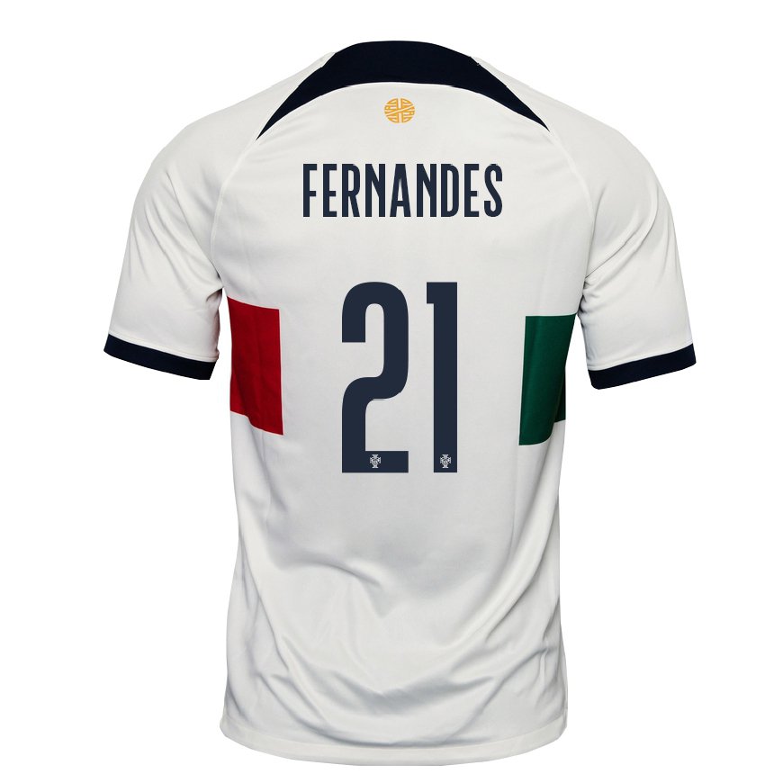Kandiny Damen Portugiesische Mateus Fernandes #21 Weiß Auswärtstrikot Trikot 22-24 T-shirt