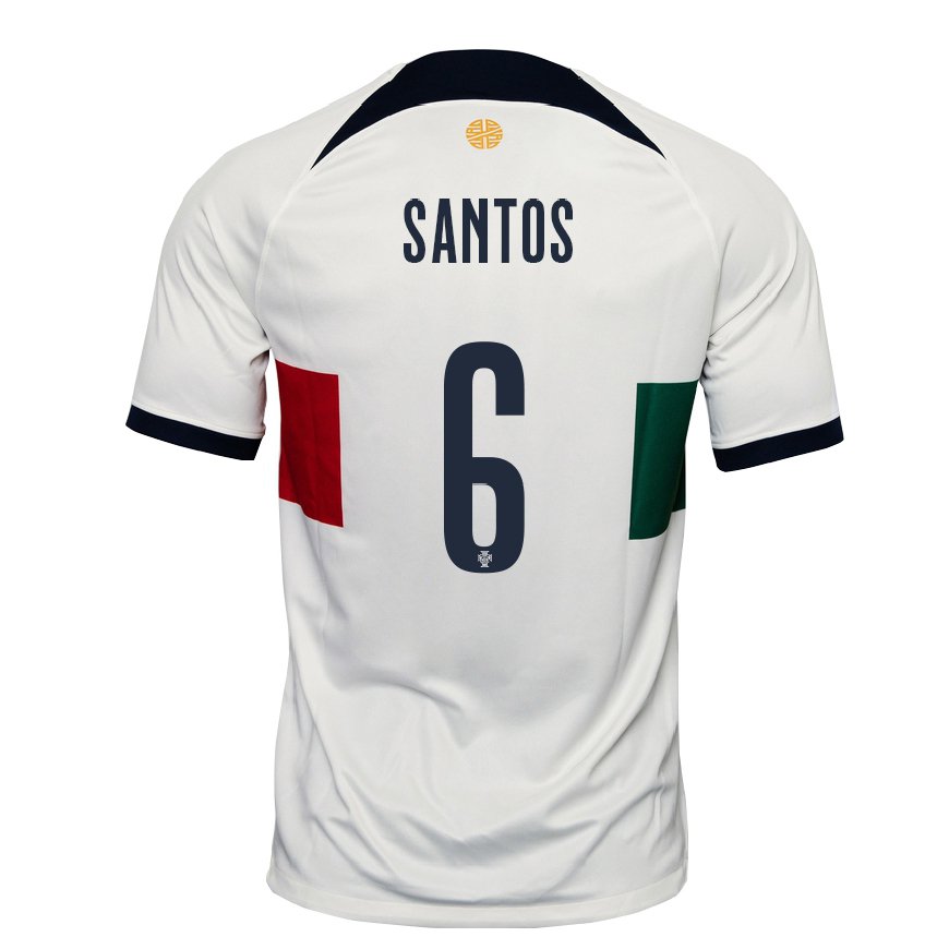 Kandiny Damen Portugiesische Vasco Santos #6 Weiß Auswärtstrikot Trikot 22-24 T-shirt
