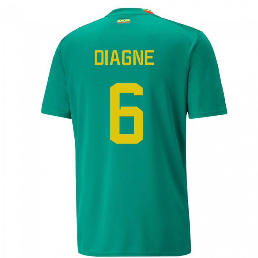Kandiny Damen Senegalesische Edmee Diagne #6 Grün Auswärtstrikot Trikot 22-24 T-shirt