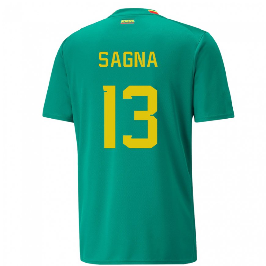 Kandiny Damen Senegalesische Jeannette Sagna #13 Grün Auswärtstrikot Trikot 22-24 T-shirt