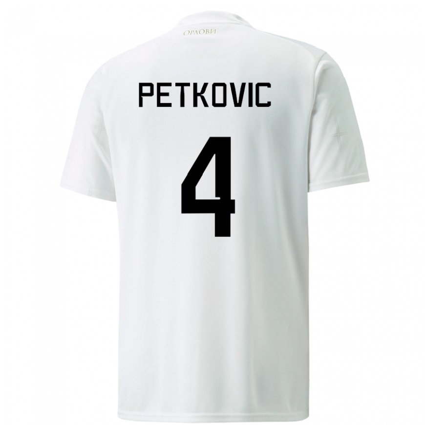 Kandiny Damen Serbische Nikola Petkovic #4 Weiß Auswärtstrikot Trikot 22-24 T-shirt