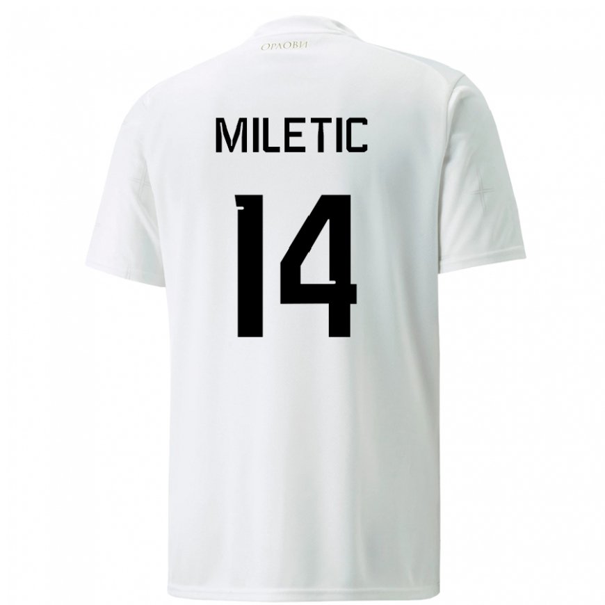 Kandiny Damen Serbische Vladimir Miletic #14 Weiß Auswärtstrikot Trikot 22-24 T-shirt