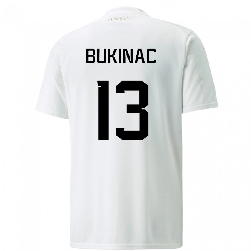 Kandiny Damen Serbische Stefan Bukinac #13 Weiß Auswärtstrikot Trikot 22-24 T-shirt