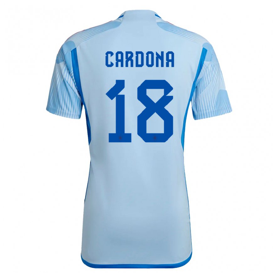 Kandiny Damen Spanische Marta Cardona #18 Himmelblau Auswärtstrikot Trikot 22-24 T-shirt
