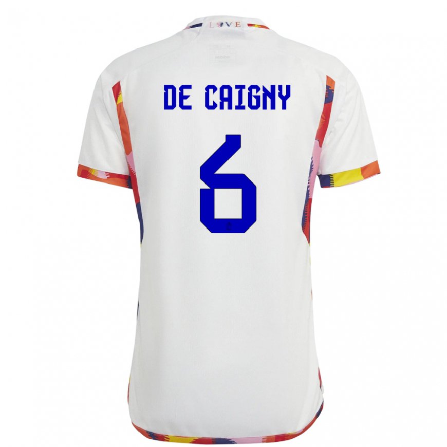 Kandiny Damen Belgische Tine De Caigny #6 Weiß Auswärtstrikot Trikot 22-24 T-shirt