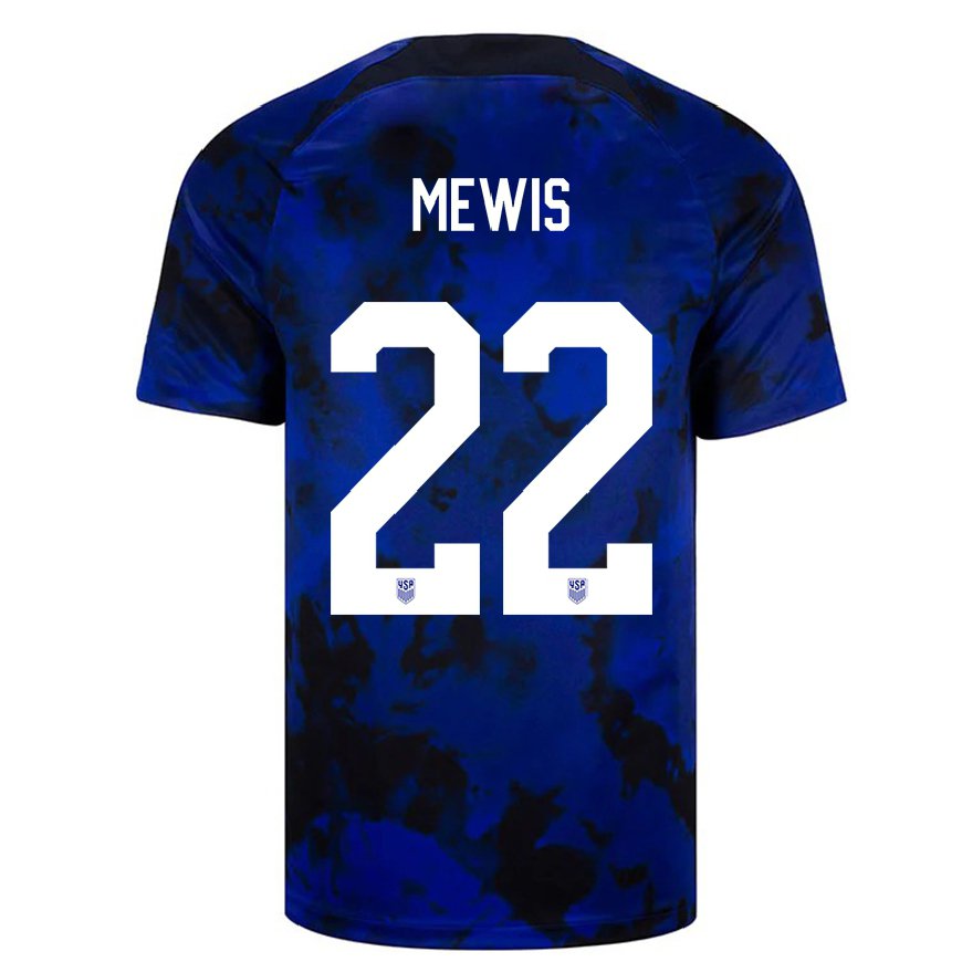 Kandiny Damen Us-amerikanische Kristie Mewis #22 Königsblau Auswärtstrikot Trikot 22-24 T-shirt