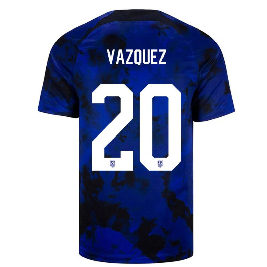 Kandiny Damen Us-amerikanische David Vazquez #20 Königsblau Auswärtstrikot Trikot 22-24 T-shirt