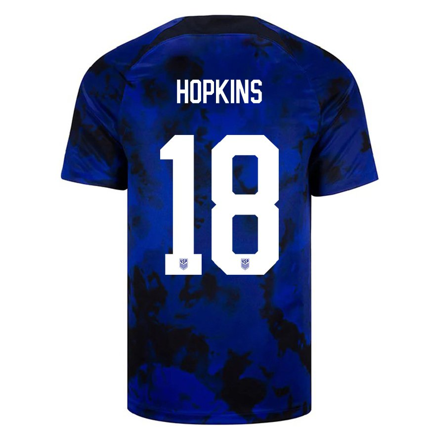 Kandiny Damen Us-amerikanische Jackson Hopkins #18 Königsblau Auswärtstrikot Trikot 22-24 T-shirt