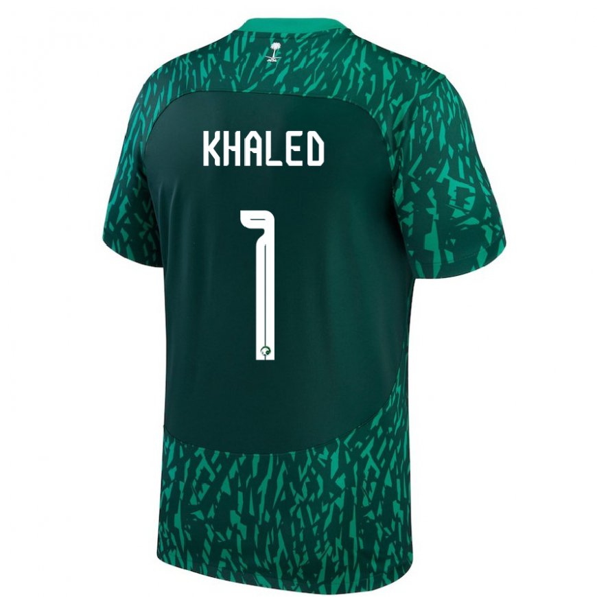 Kandiny Damen Saudi-arabische Sarah Khaled #1 Dunkelgrün Auswärtstrikot Trikot 22-24 T-shirt
