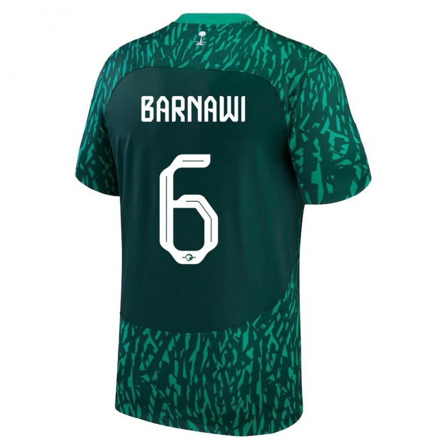Kandiny Damen Saudi-arabische Mohammed Barnawi #6 Dunkelgrün Auswärtstrikot Trikot 22-24 T-shirt