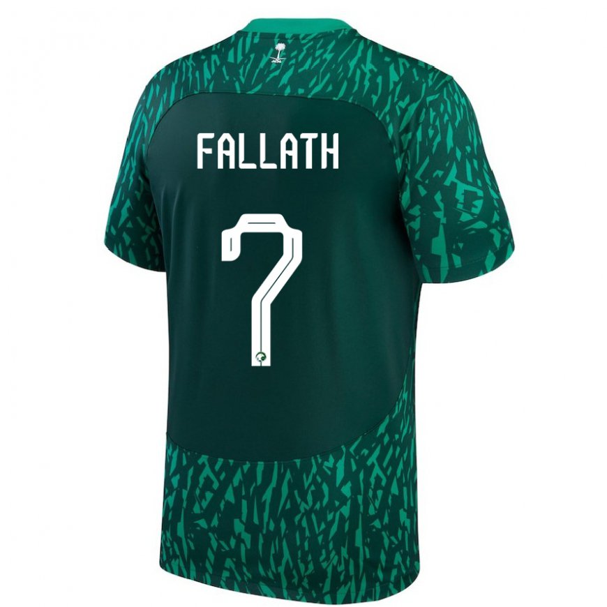 Kandiny Damen Saudi-arabische Fahad Fallath #7 Dunkelgrün Auswärtstrikot Trikot 22-24 T-shirt