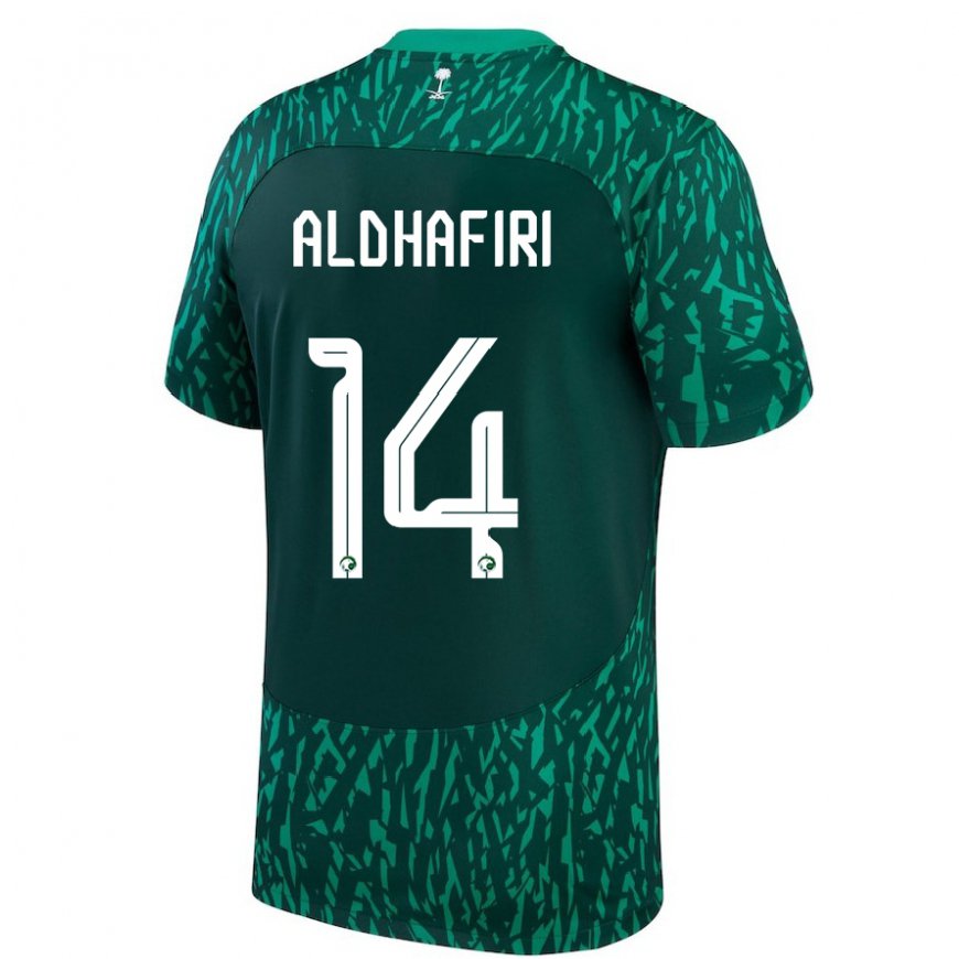 Kandiny Damen Saudi-arabische Jathob Aldhafiri #14 Dunkelgrün Auswärtstrikot Trikot 22-24 T-shirt