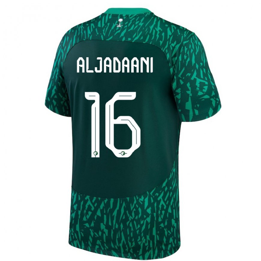 Kandiny Damen Saudi-arabische Nawaf Aljadaani #16 Dunkelgrün Auswärtstrikot Trikot 22-24 T-shirt
