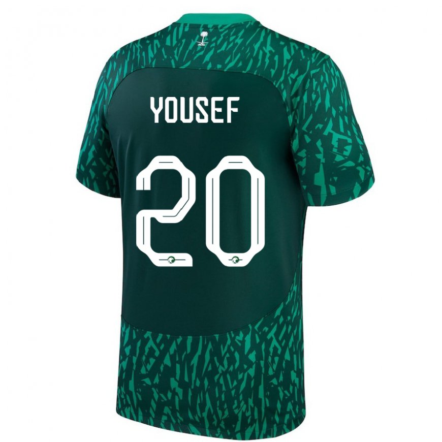 Kandiny Damen Saudi-arabische Fares Yousef #20 Dunkelgrün Auswärtstrikot Trikot 22-24 T-shirt