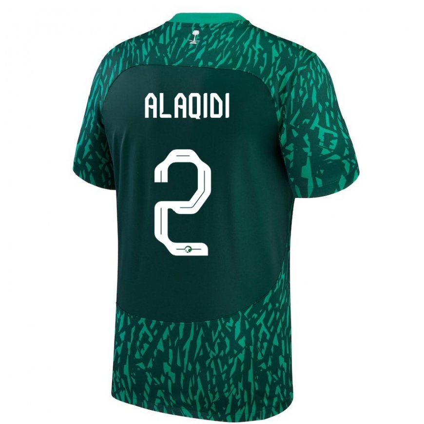Kandiny Damen Saudi-arabische Nawaf Alaqidi #2 Dunkelgrün Auswärtstrikot Trikot 22-24 T-shirt