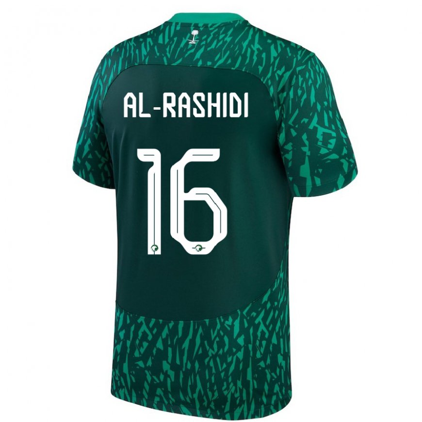 Kandiny Damen Saudi-arabische Mohammed Al Rashidi #16 Dunkelgrün Auswärtstrikot Trikot 22-24 T-shirt