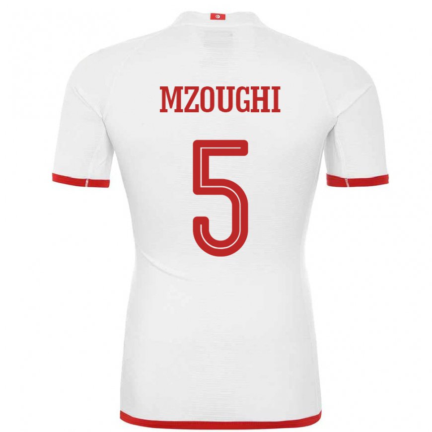 Kandiny Damen Tunesische Iskander Mzoughi #5 Weiß Auswärtstrikot Trikot 22-24 T-shirt