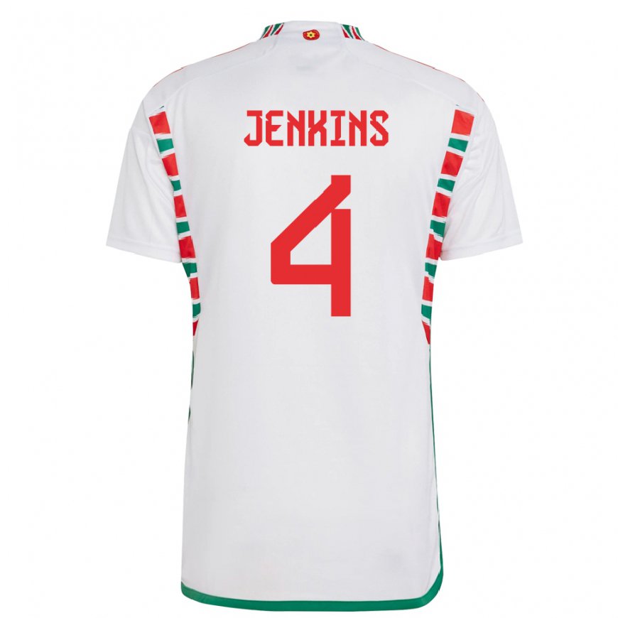 Kandiny Damen Walisische Shaunna Jenkins #4 Weiß Auswärtstrikot Trikot 22-24 T-shirt